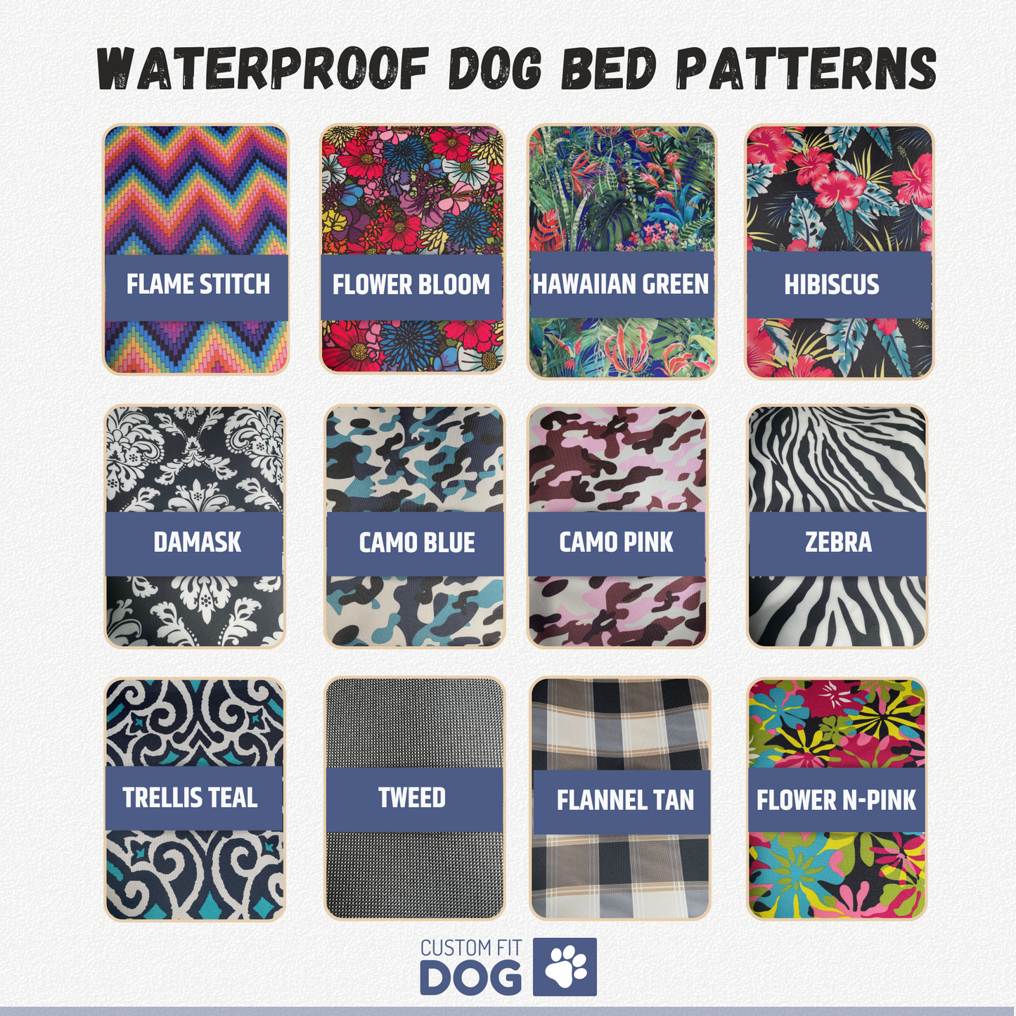Custom Waterproof Dog Bed Cover β Fits Crates up to 24x36 β Stuff It Yourself!