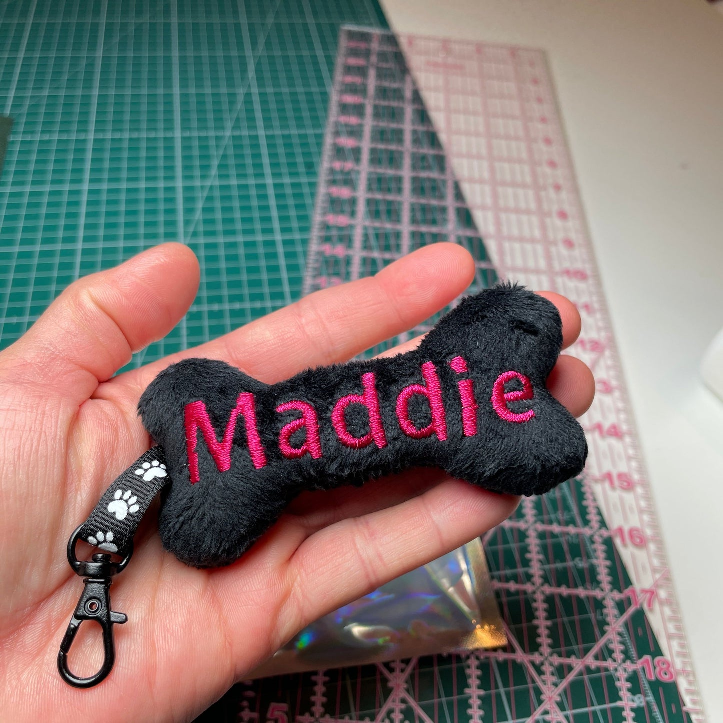 Custom Embroidered Dog Bone Keychain Gift