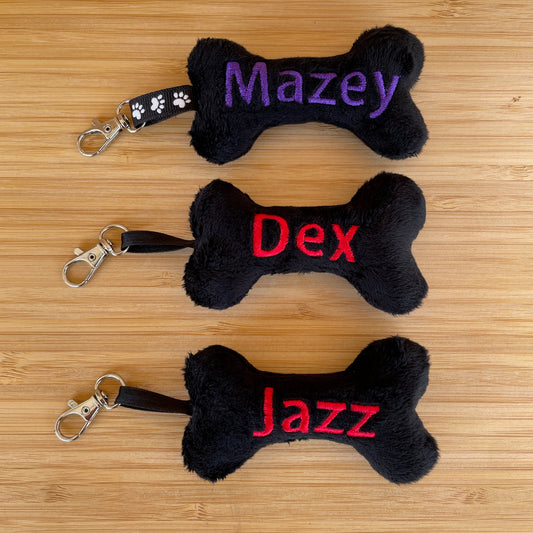 Custom Embroidered Dog Bone Keychain Gift